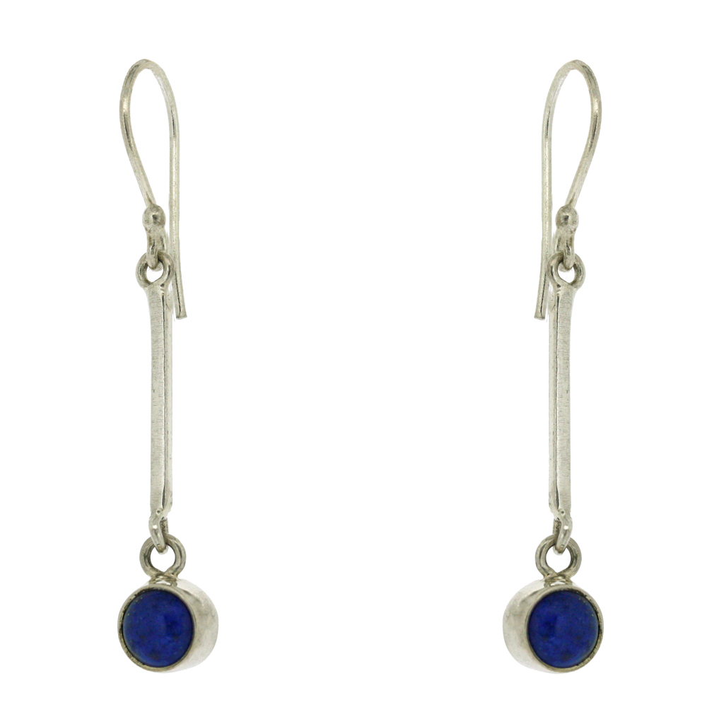 Long Drop Earrings With Round Stone 