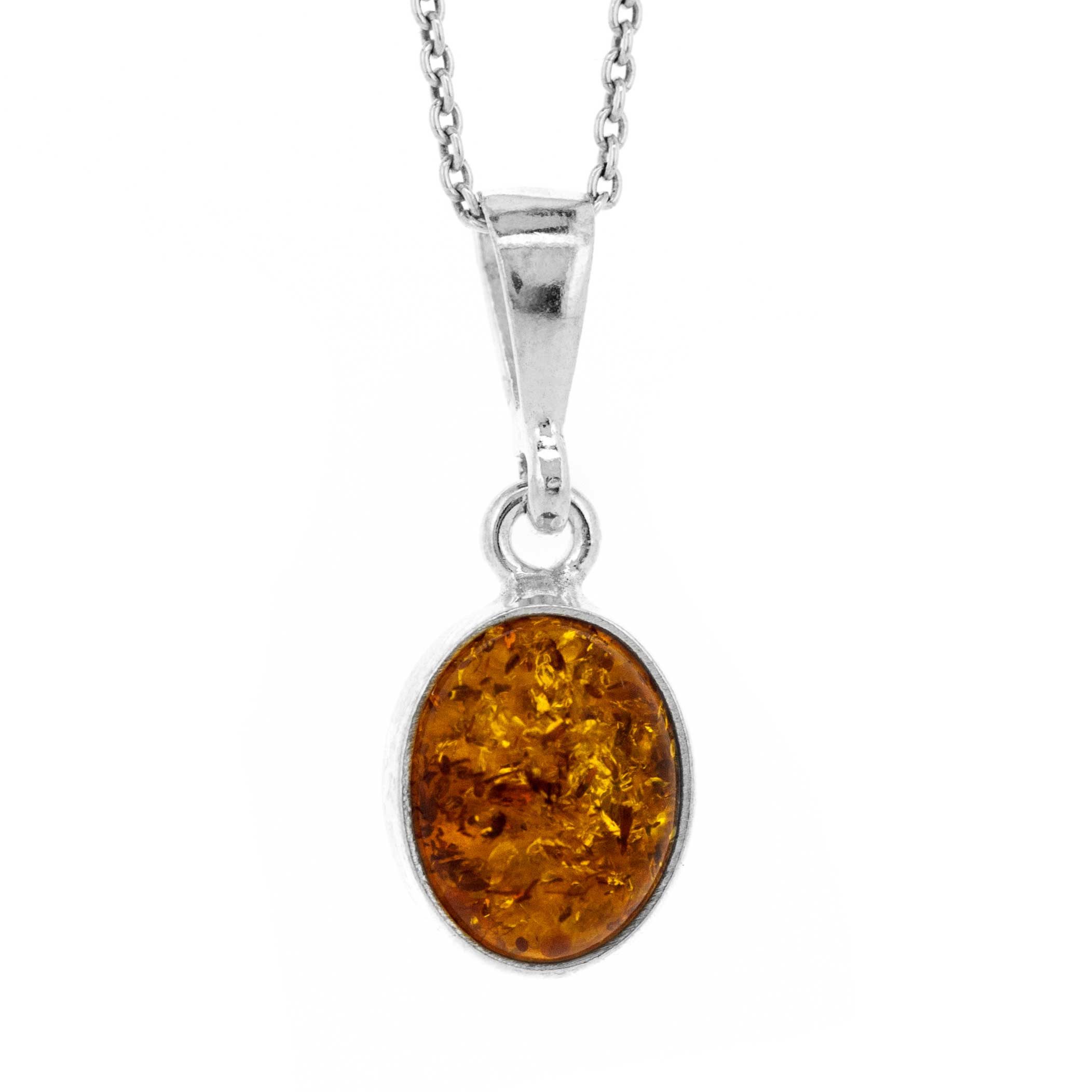 Classic Amber Small Oval Pendant