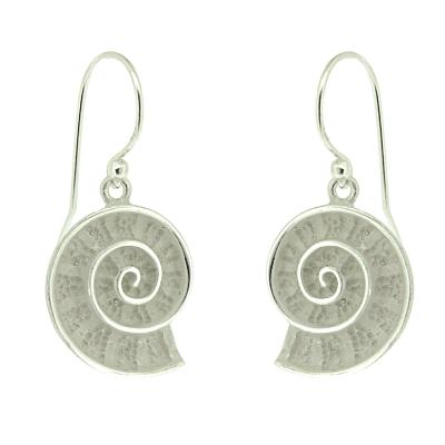 Silver Creation Sea Snail Fossil Earrings