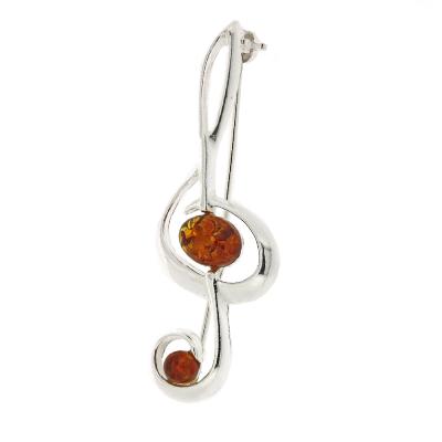 Amber Music Treble Clef Brooch
