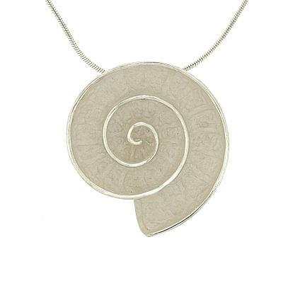 Silver Creation Sea Snail Fossil Pendant 