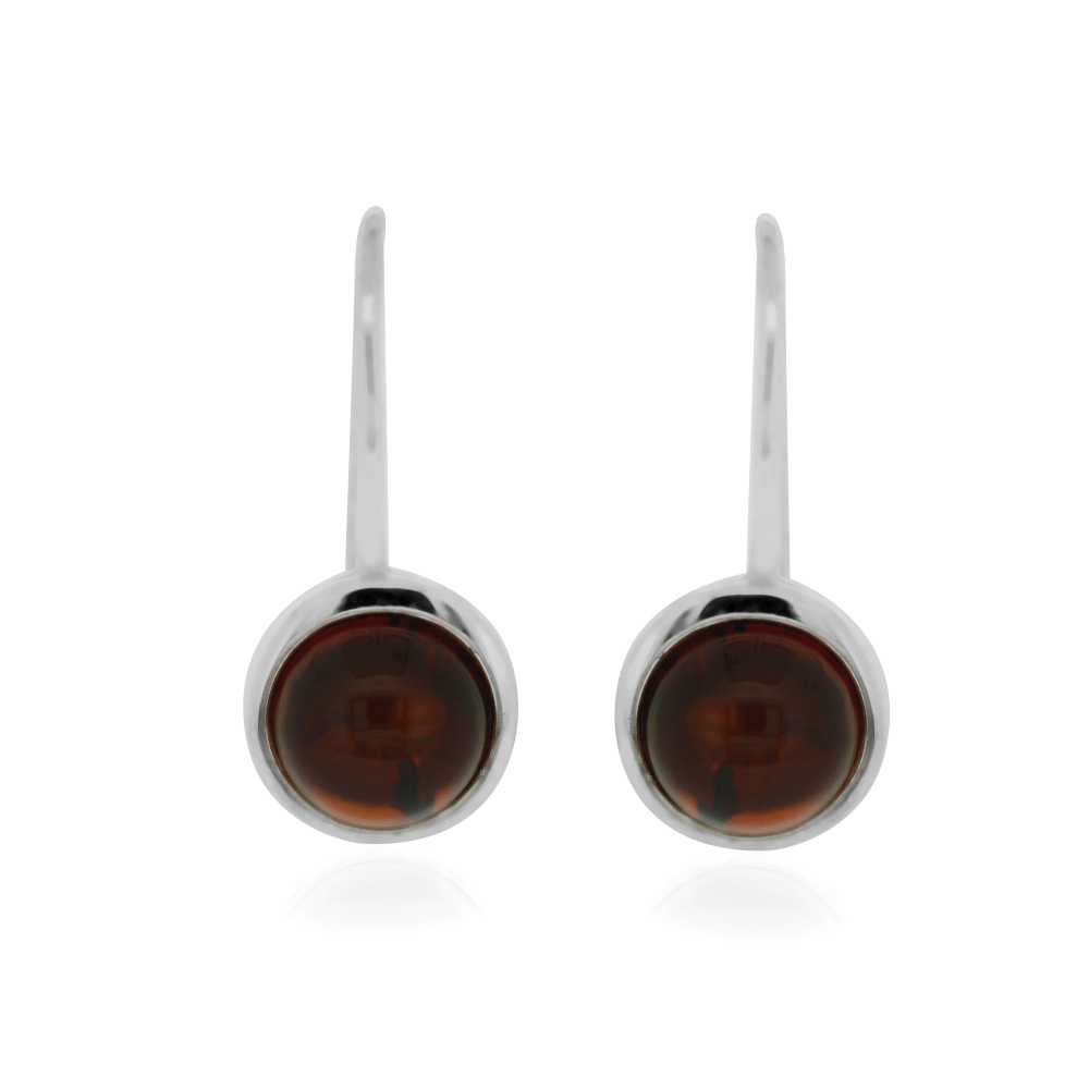 Classic Amber Round Drop Earrings