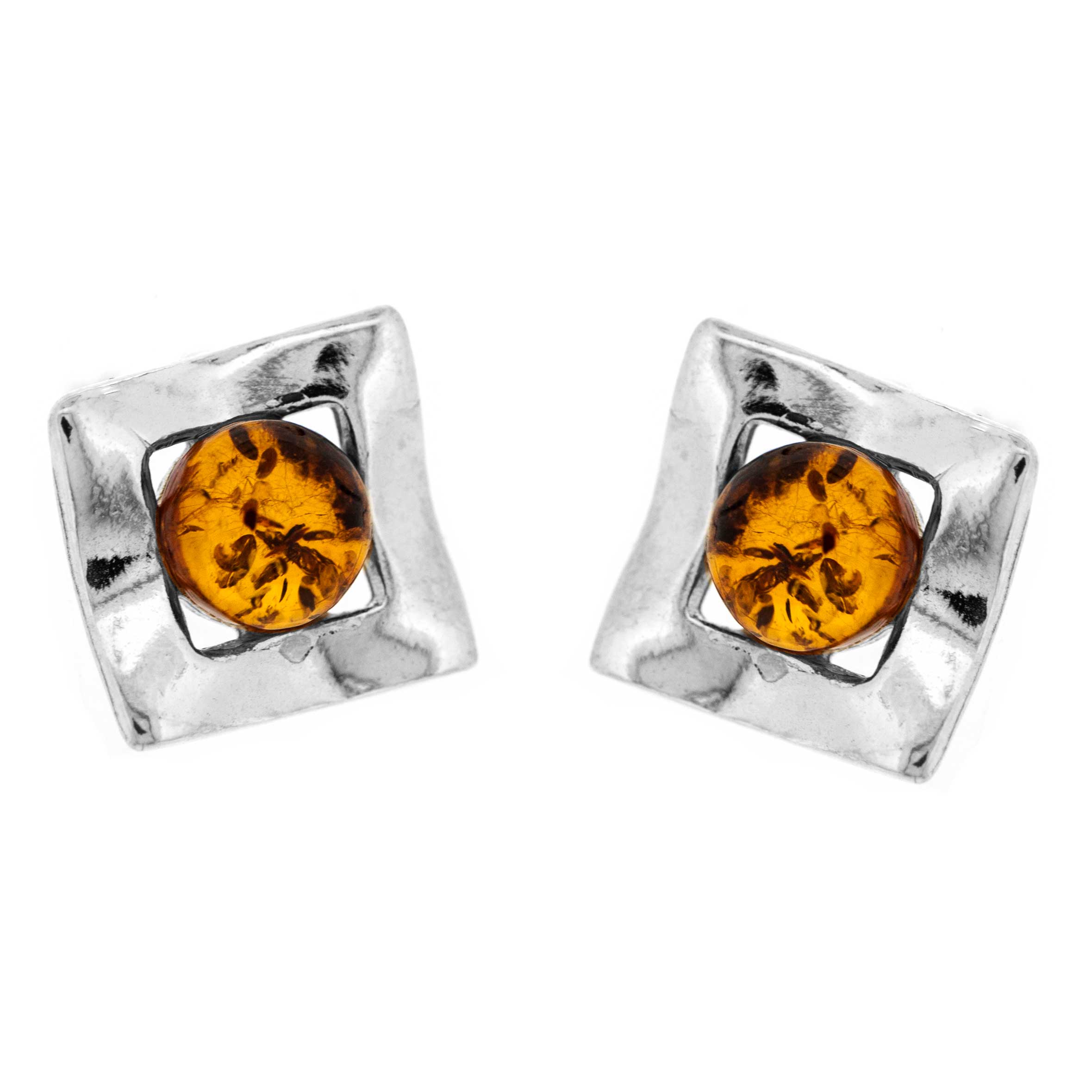 Classic Amber Square Studs