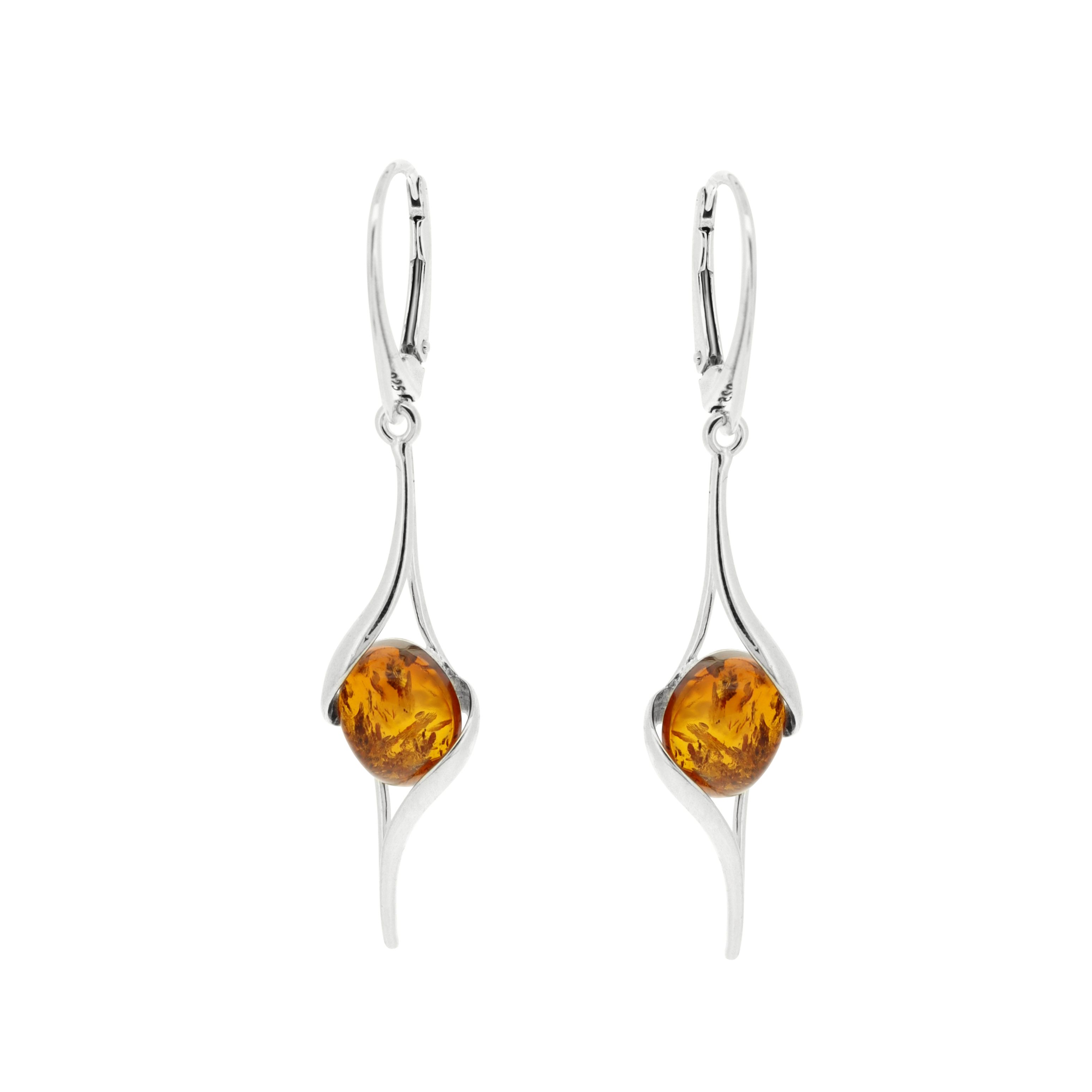 Classic Amber Long Twist Earrings