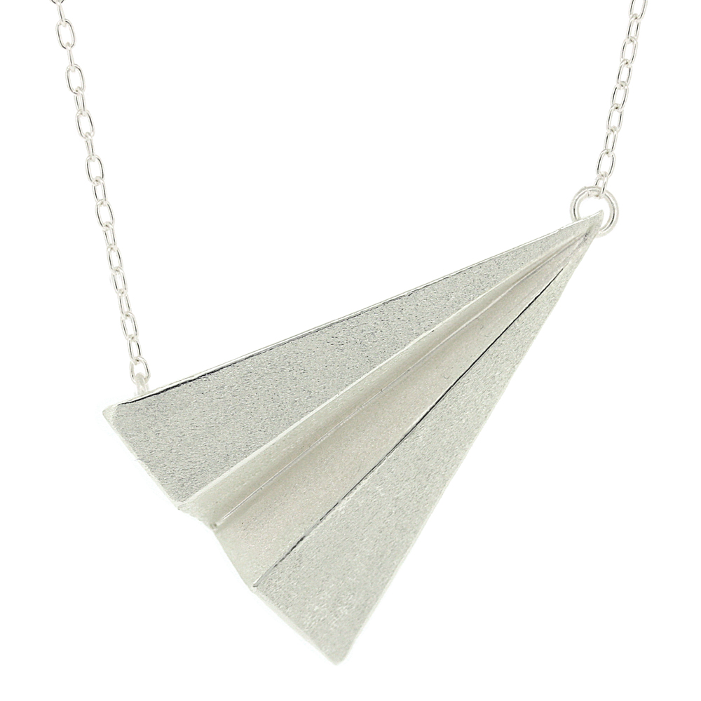 Silver Creation Paper Airplane Necklace
