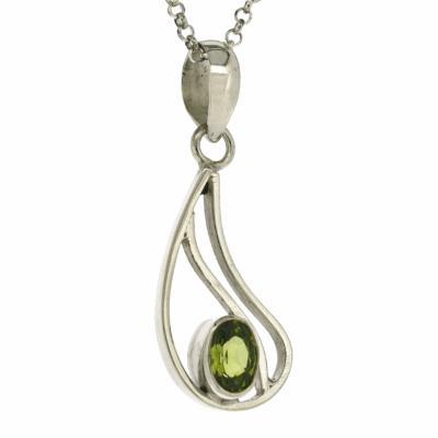 Double Tear Pendant With Oval Stone