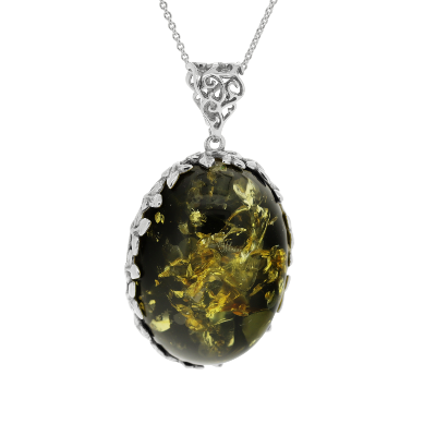 Classic Green Amber Framed Pendant