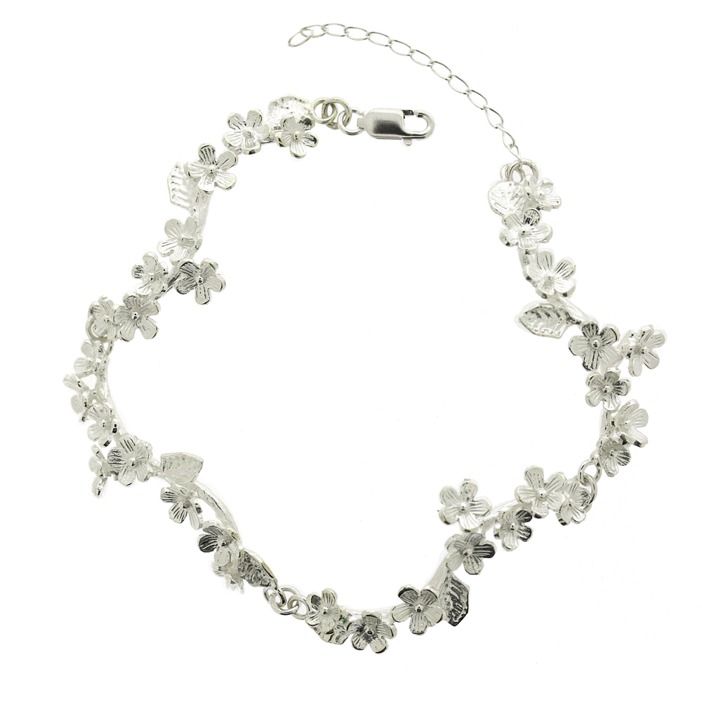 Silver Creation Flower Garland Bracelet 