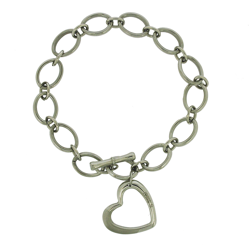Nova Steel Heart Charm Bracelet
