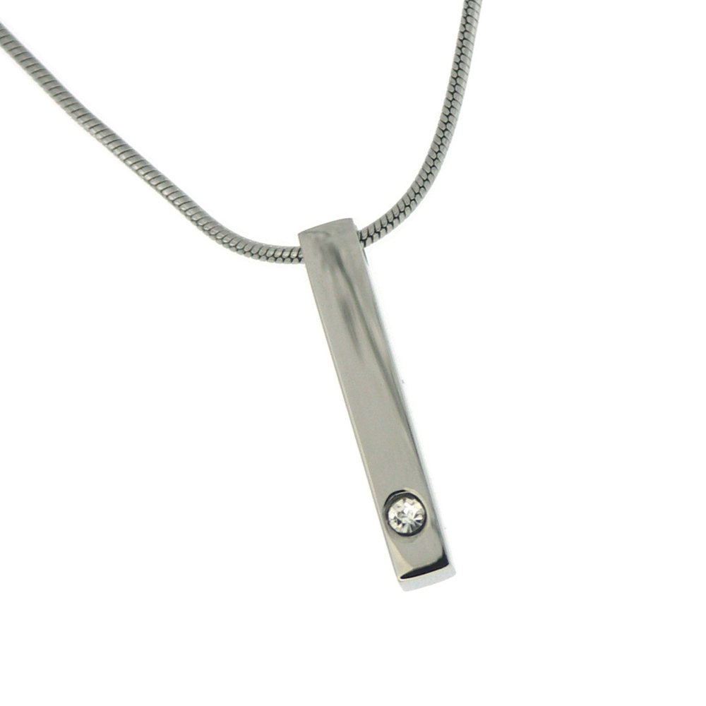 Nova Steel Bar Pendant with CZ