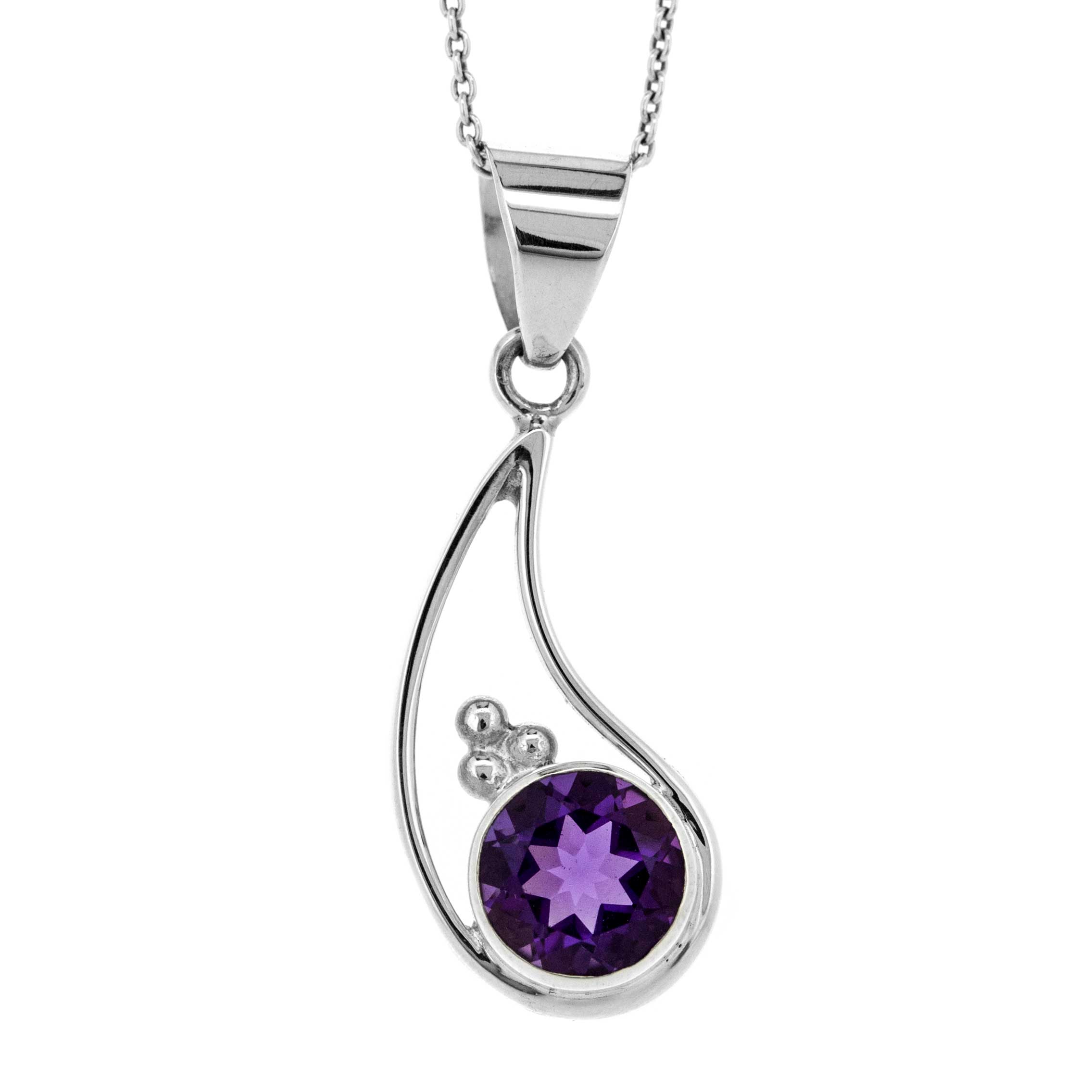 Amethyst Rain Drop Pendant with 18inch trace chain and box