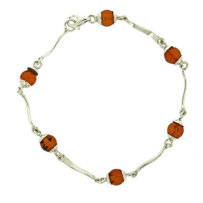 Classic Amber "Clown" Bead Cognac Bracelet