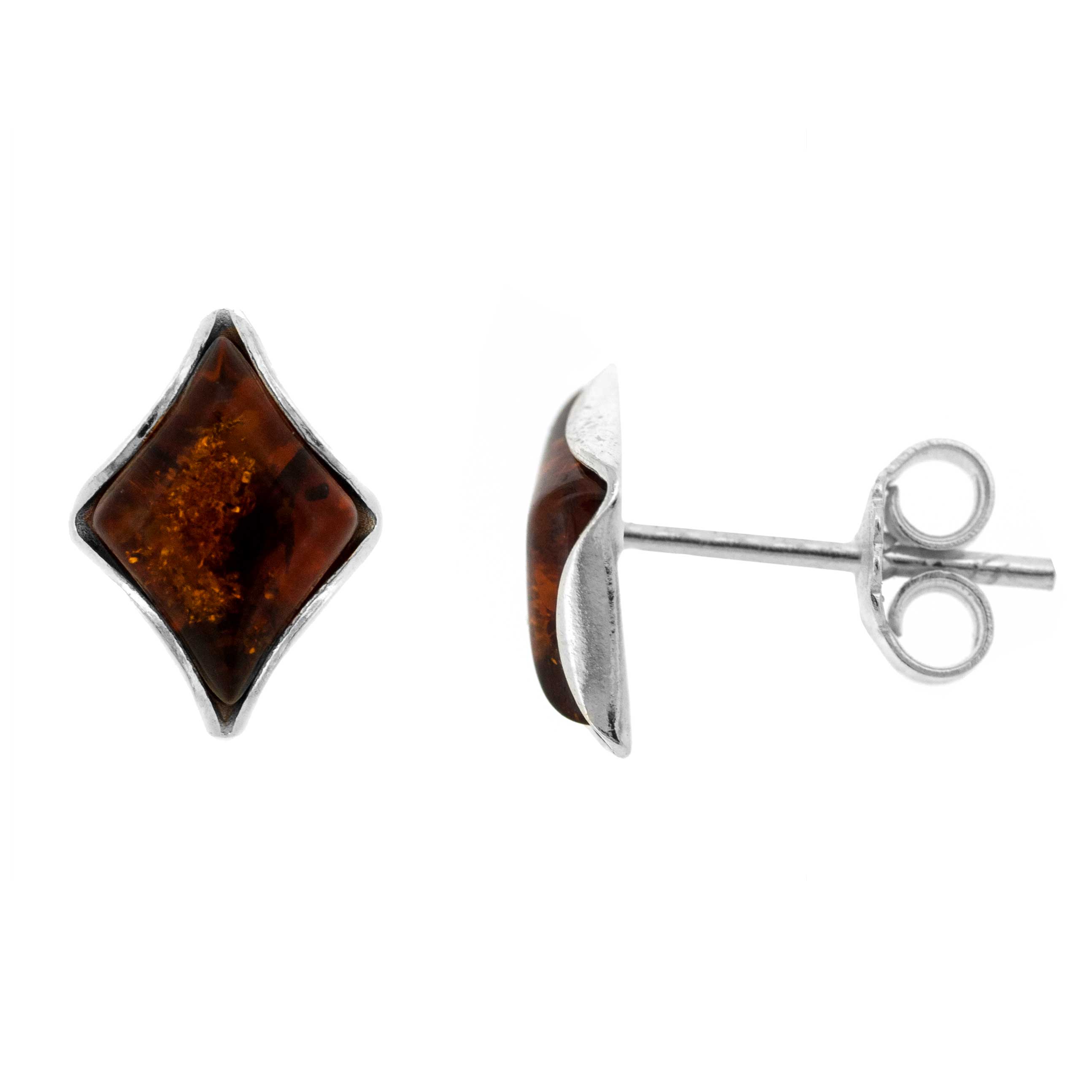 Diamond Shape Amber Studs