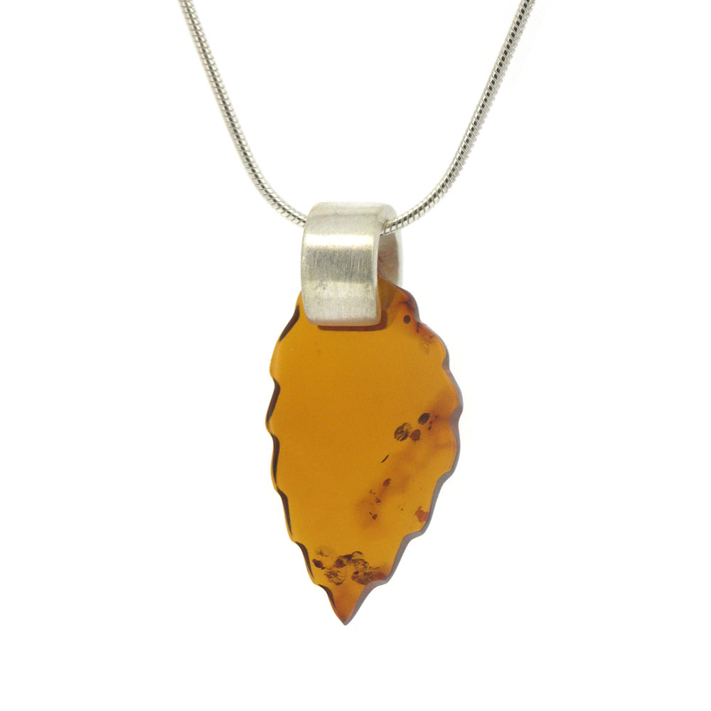Leaf Cognac Amber Pendant