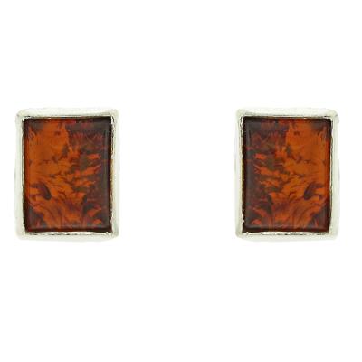 Classic Amber Rectangle Studs