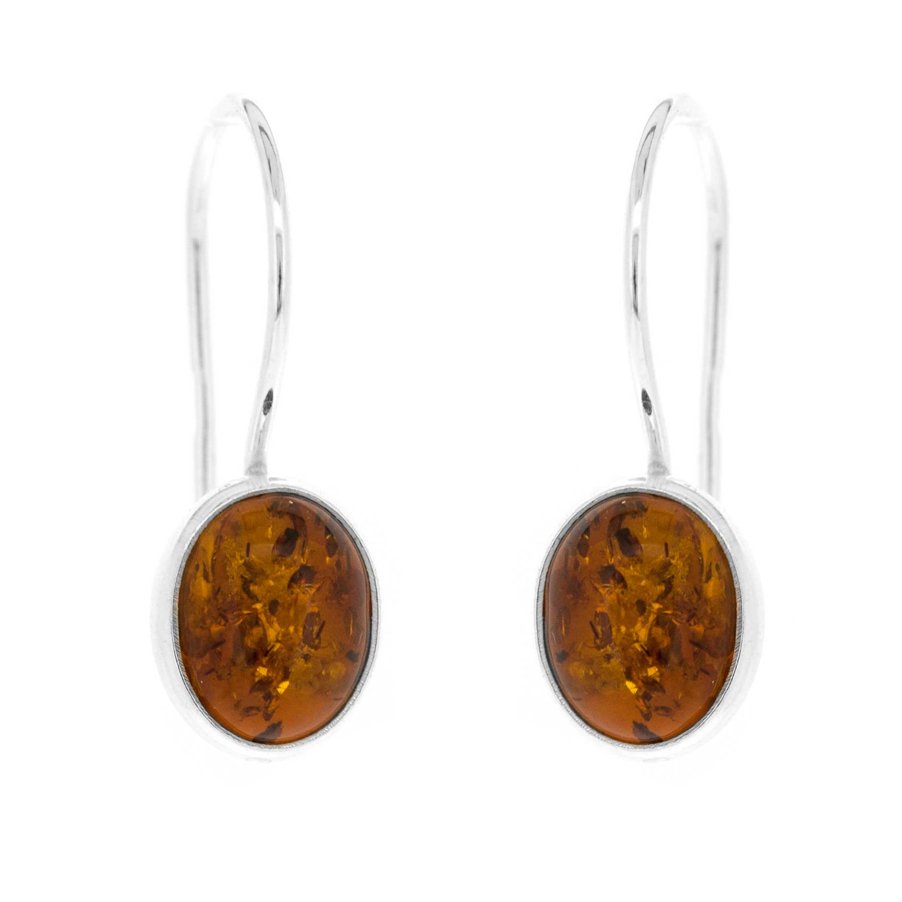 Classic Amber Oval Amber Drop Earrings