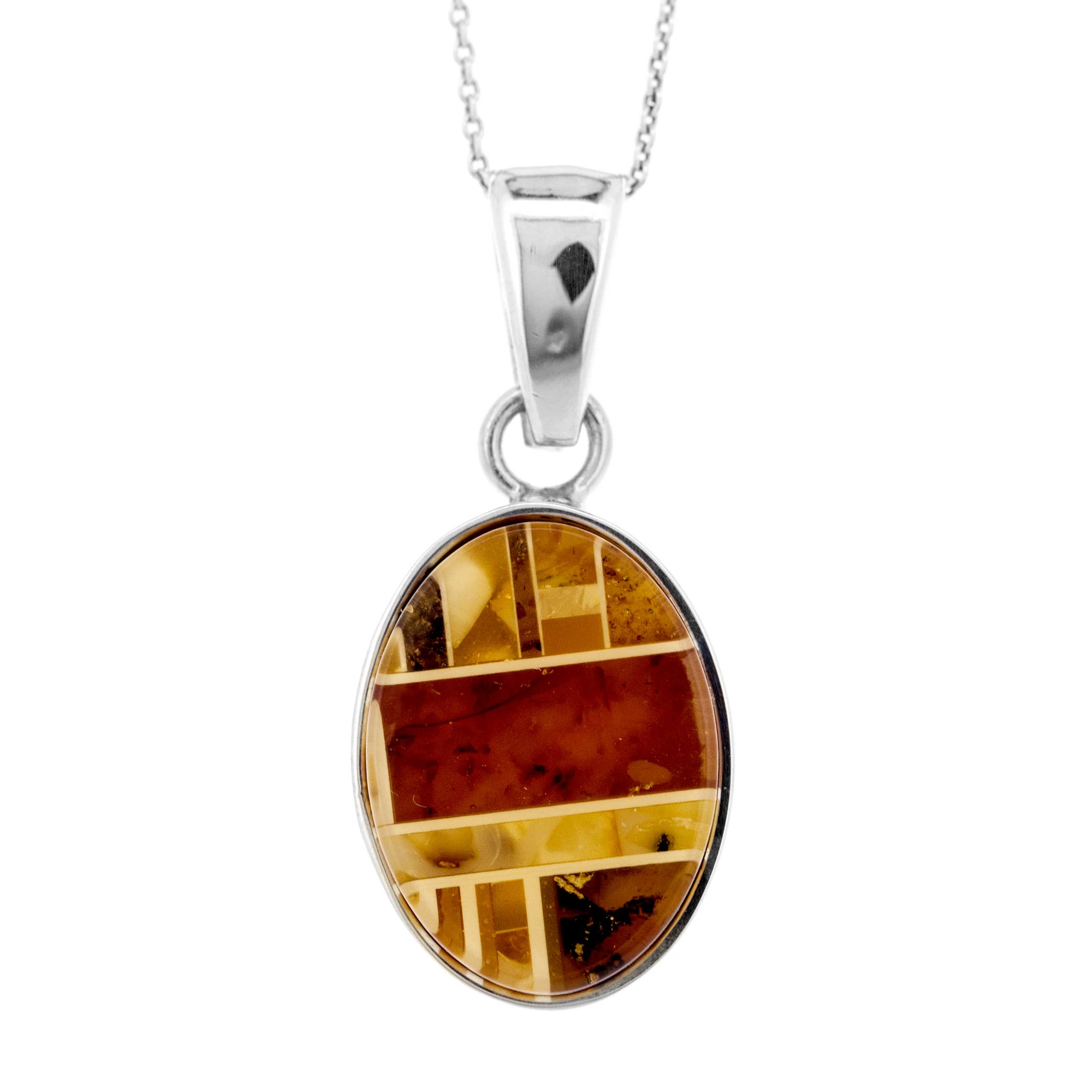 Small Oval Mosaic Amber Pendant