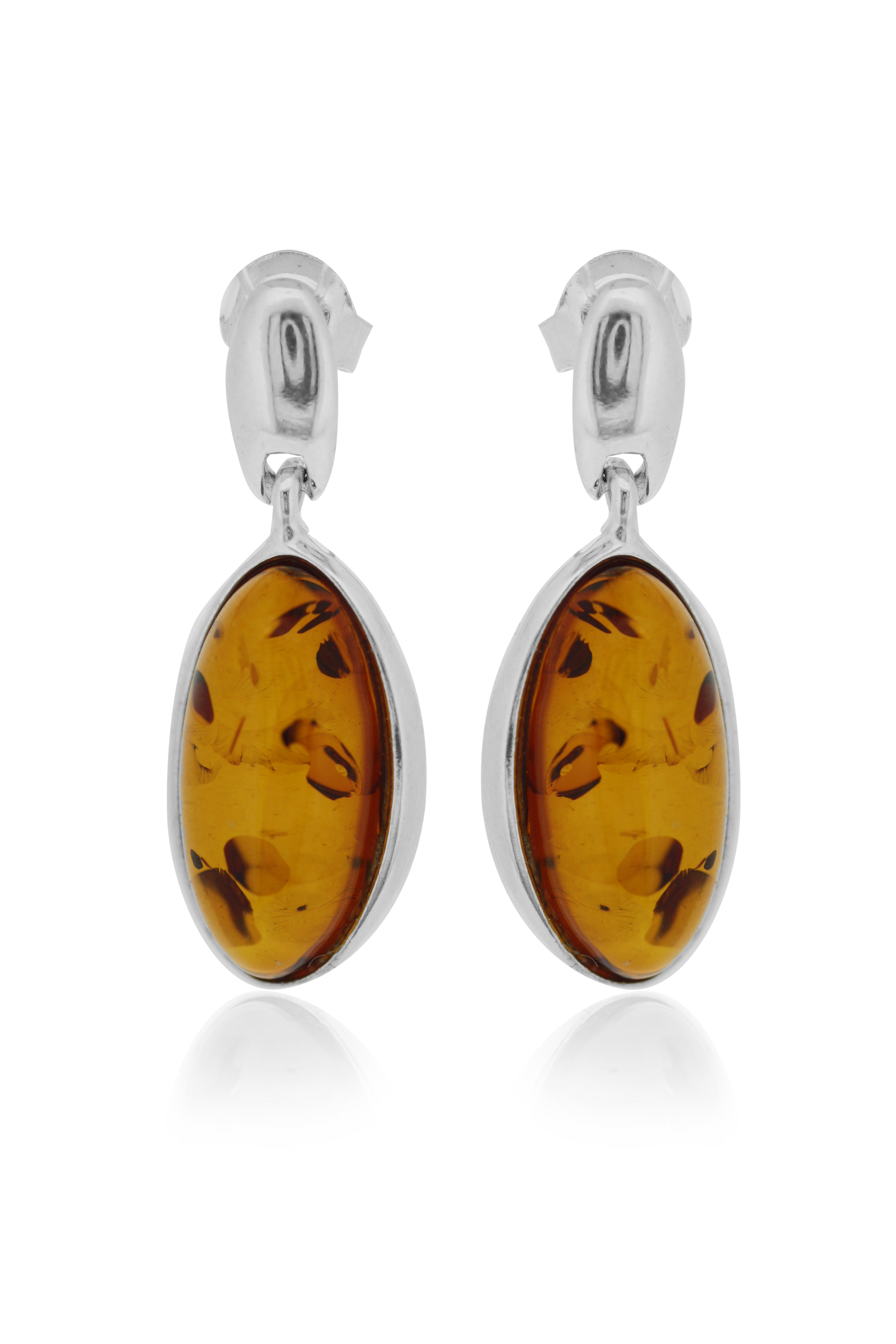 Classic Amber Oval Drop Earrings