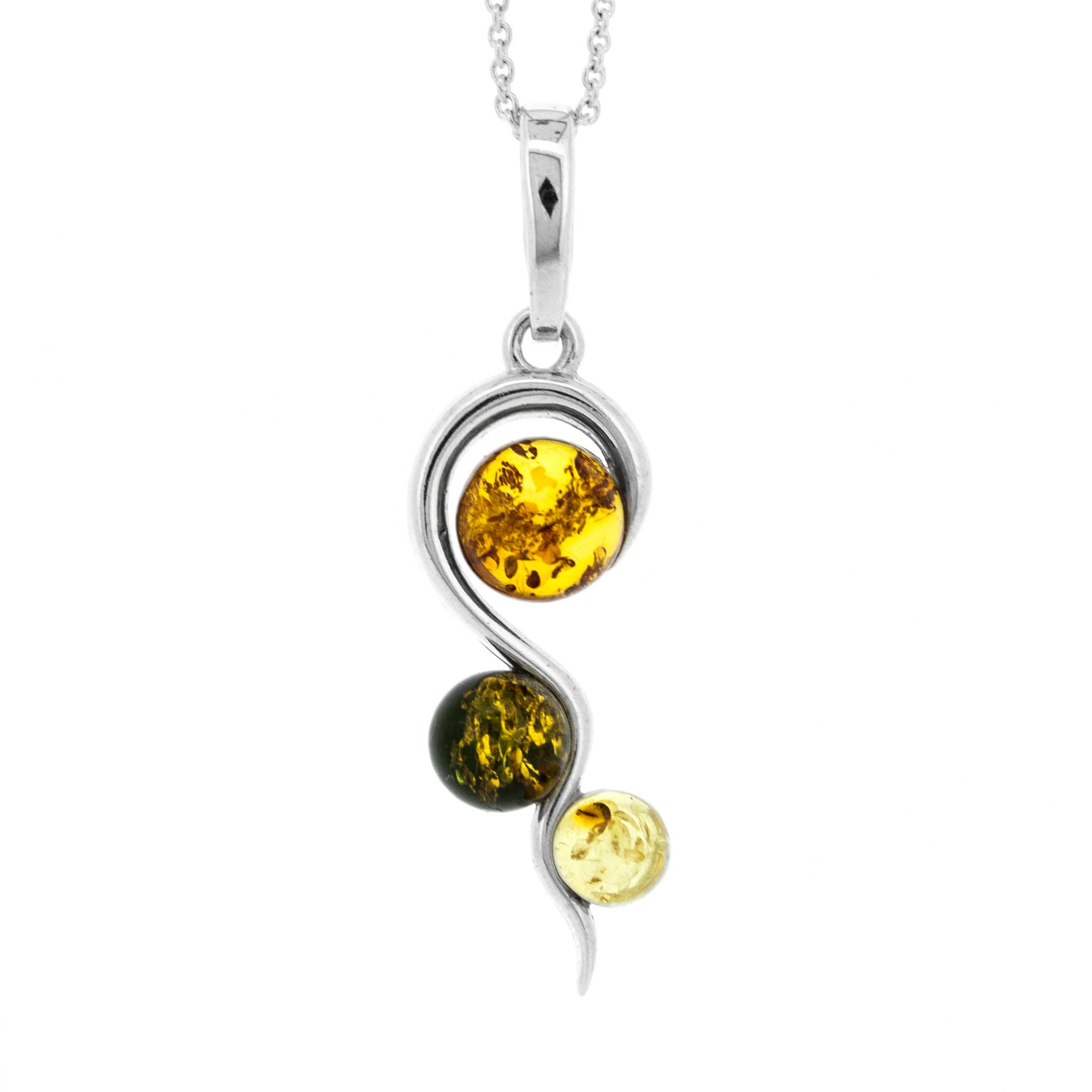 Classic Amber Mixed Retro Spiral Pendant