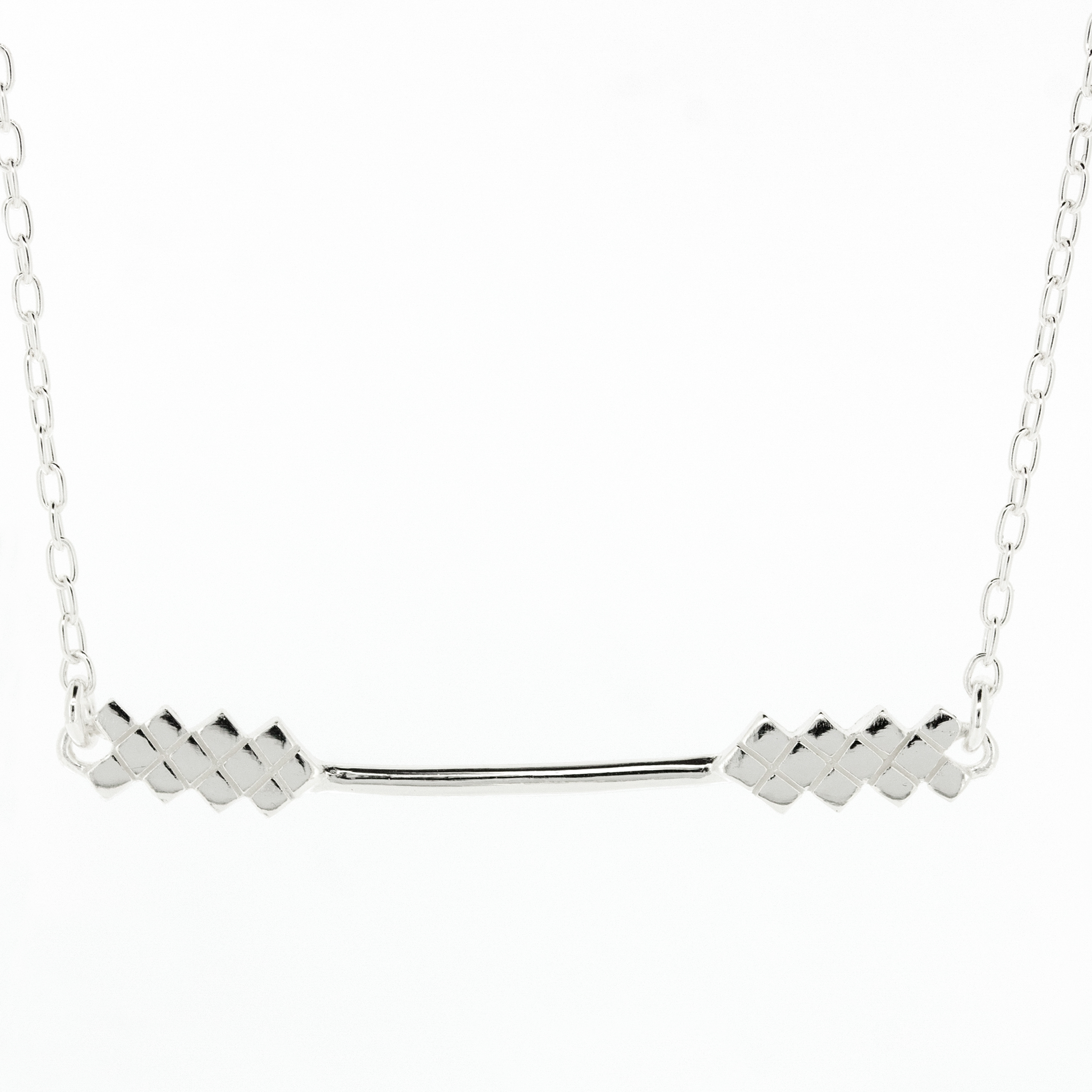 Silver Creation Checkboard Arrow Necklace