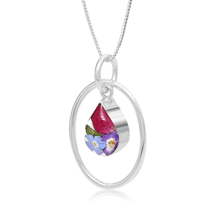 Shrieking Violet Mixed Flower Tear Pendant