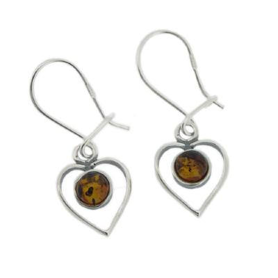 Classic Amber Heart Earrings 