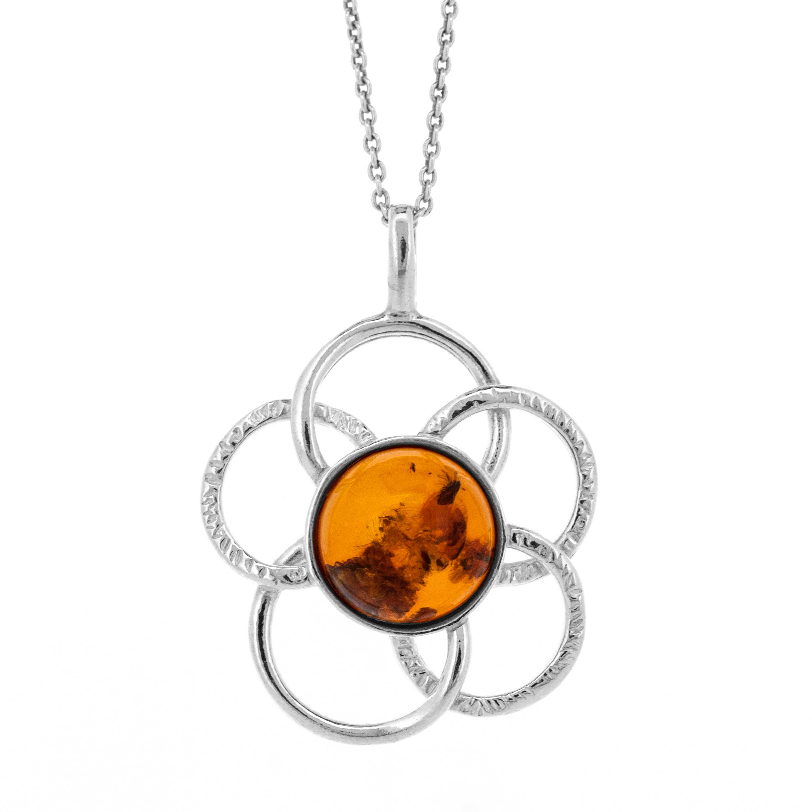 Classic Amber Large Flower Pendant