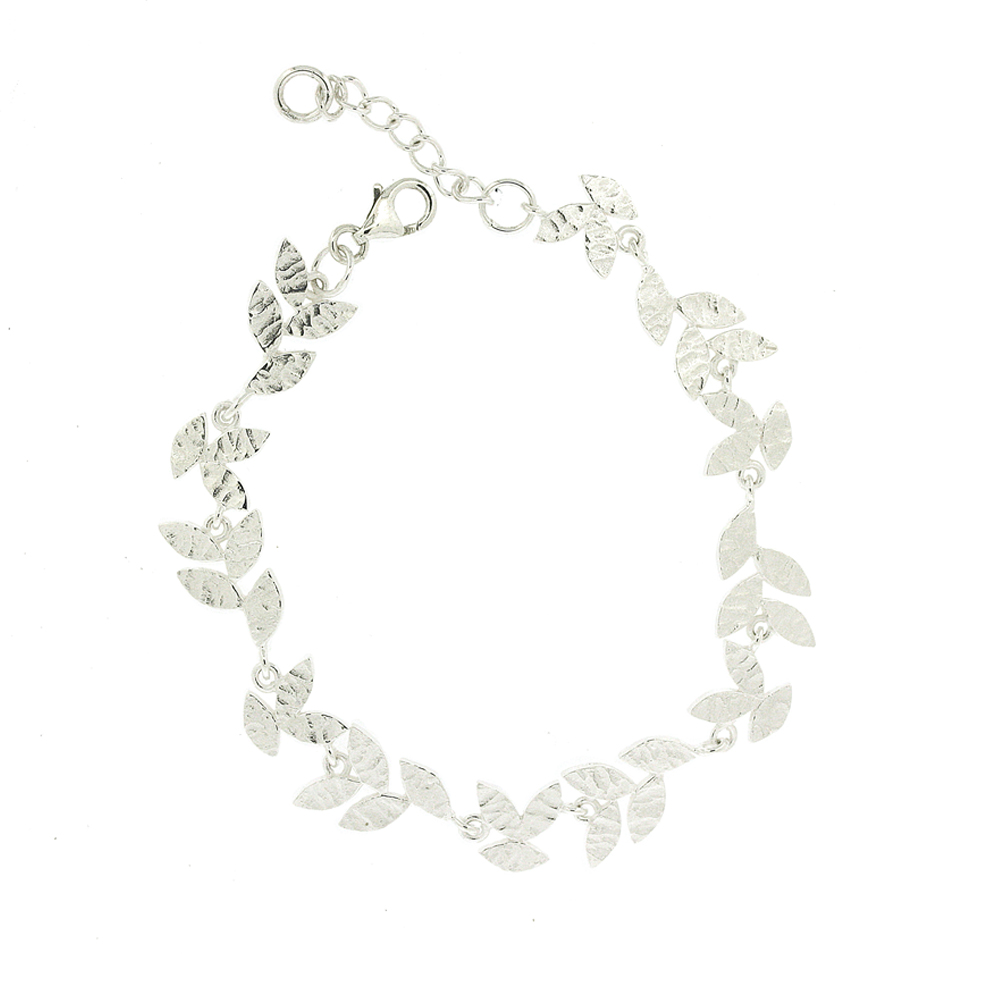 Silver Creation Textured Leaves Bracelet