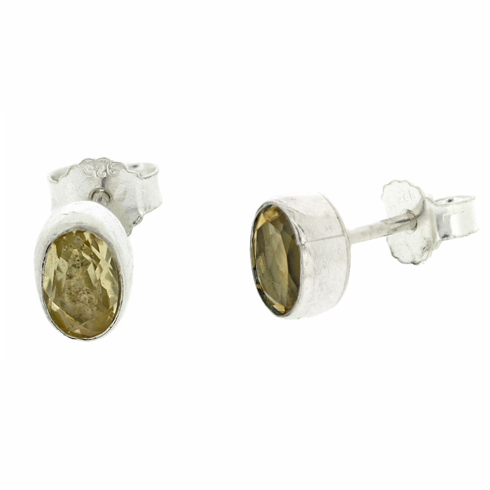 Bemine Small Oval Studs in Citrine Faceted