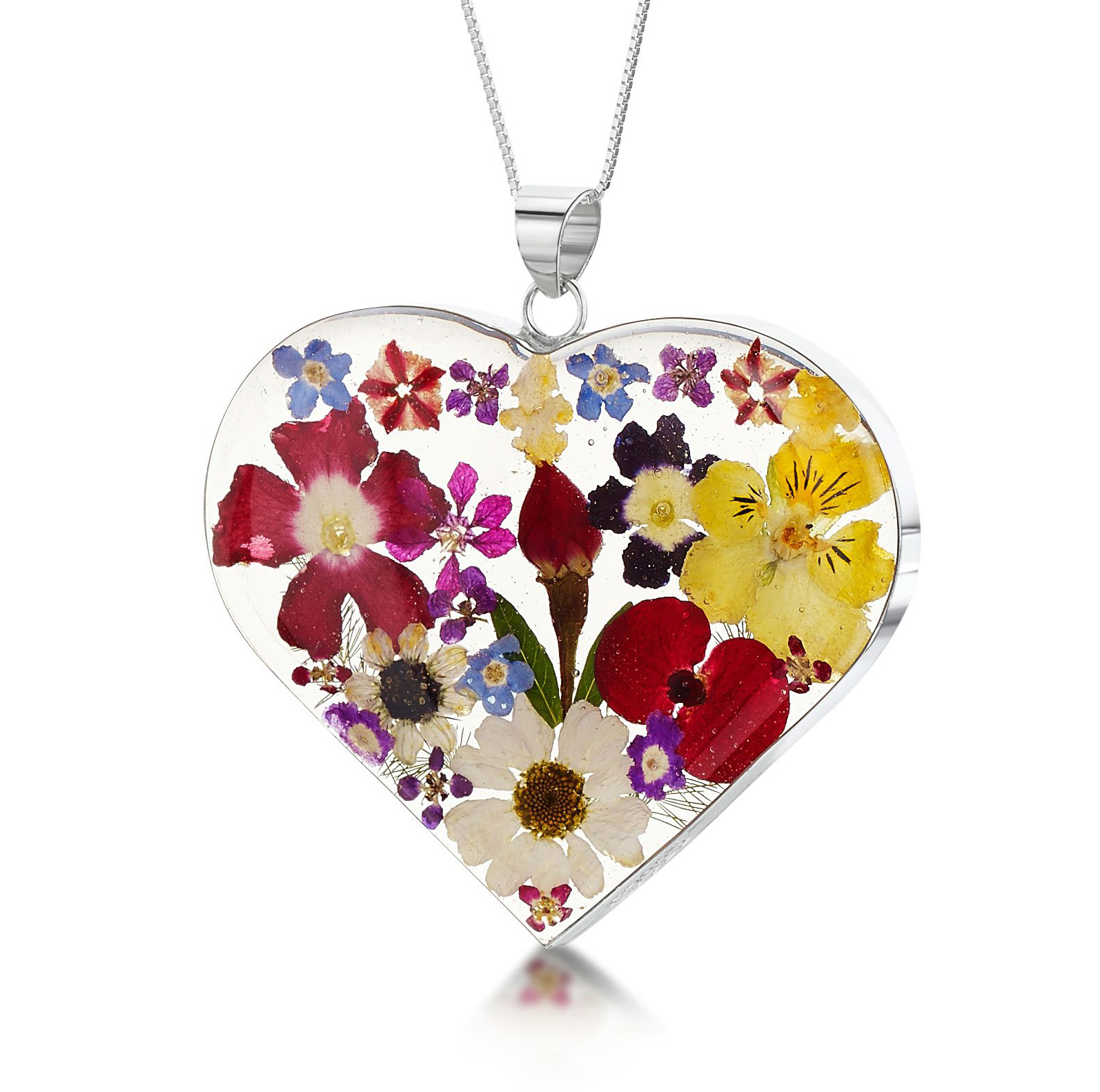 Shrieking Violet Mixed Flower Heart Pendant