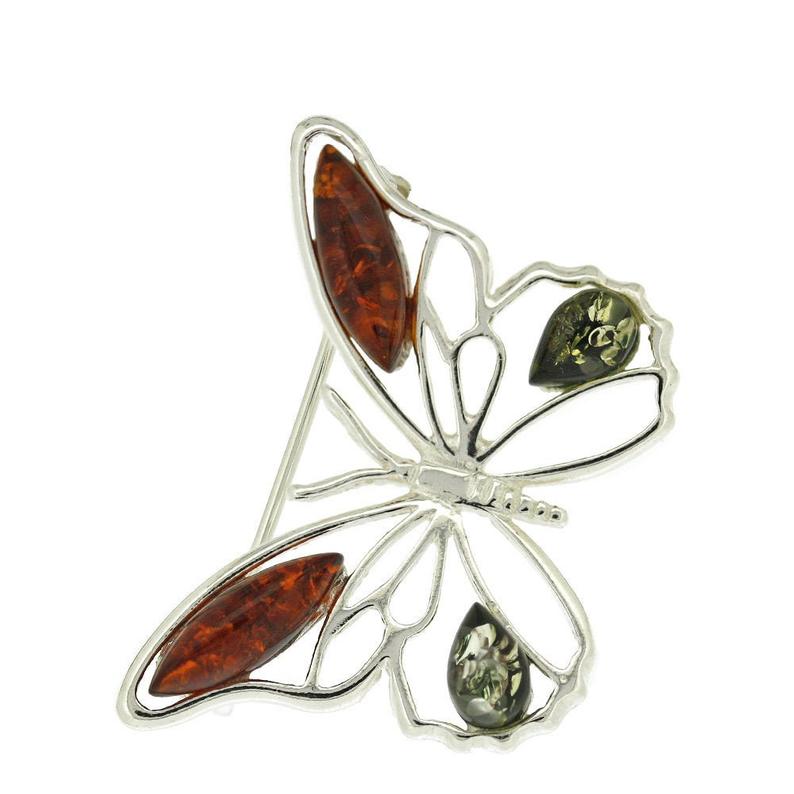 Classic Amber Butterfly Brooch