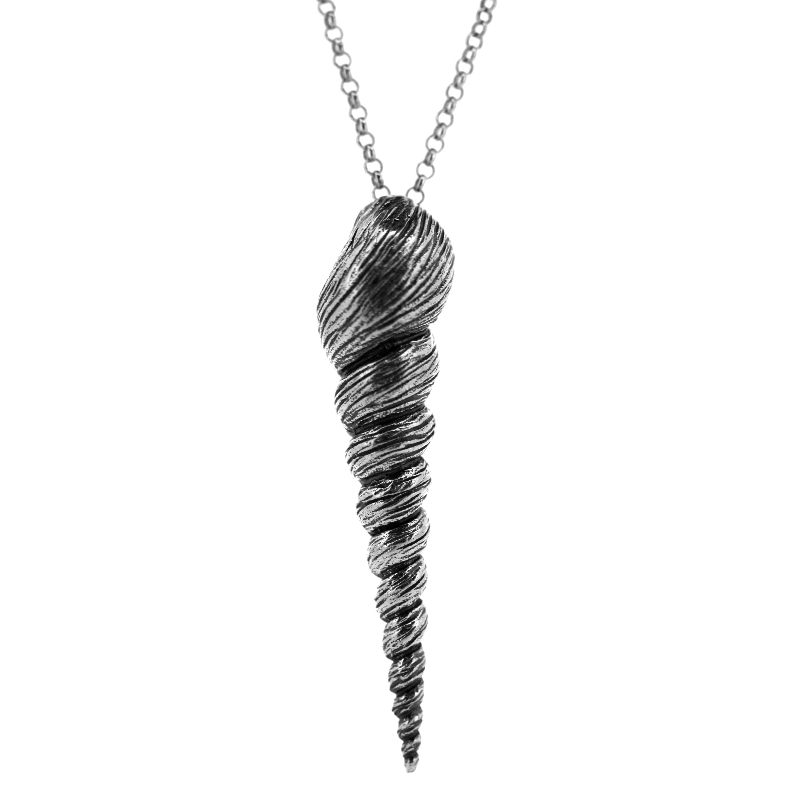 Silver Creation Large Auger Shell Pendant