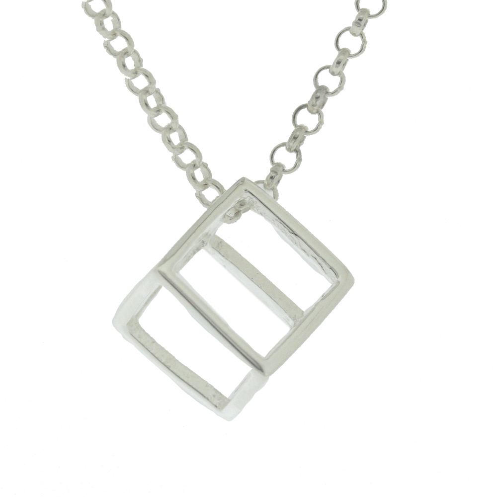 Silver Creation Geometric Cube Pendant 