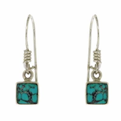 Small Square Drop Stone Earrings
