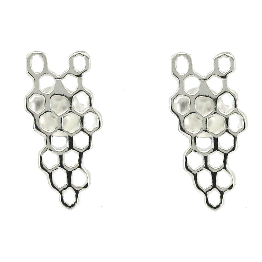 Silver Creation Honeycomb Stud Earrings