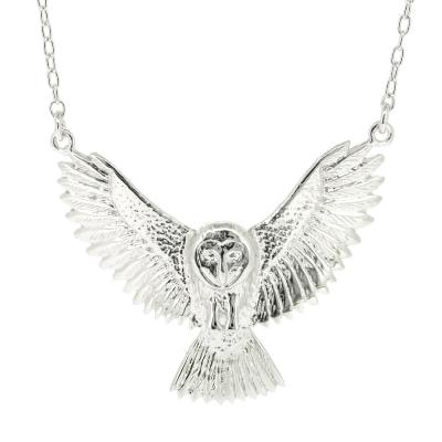Silver Creation Barn Owl In Flight Necklace