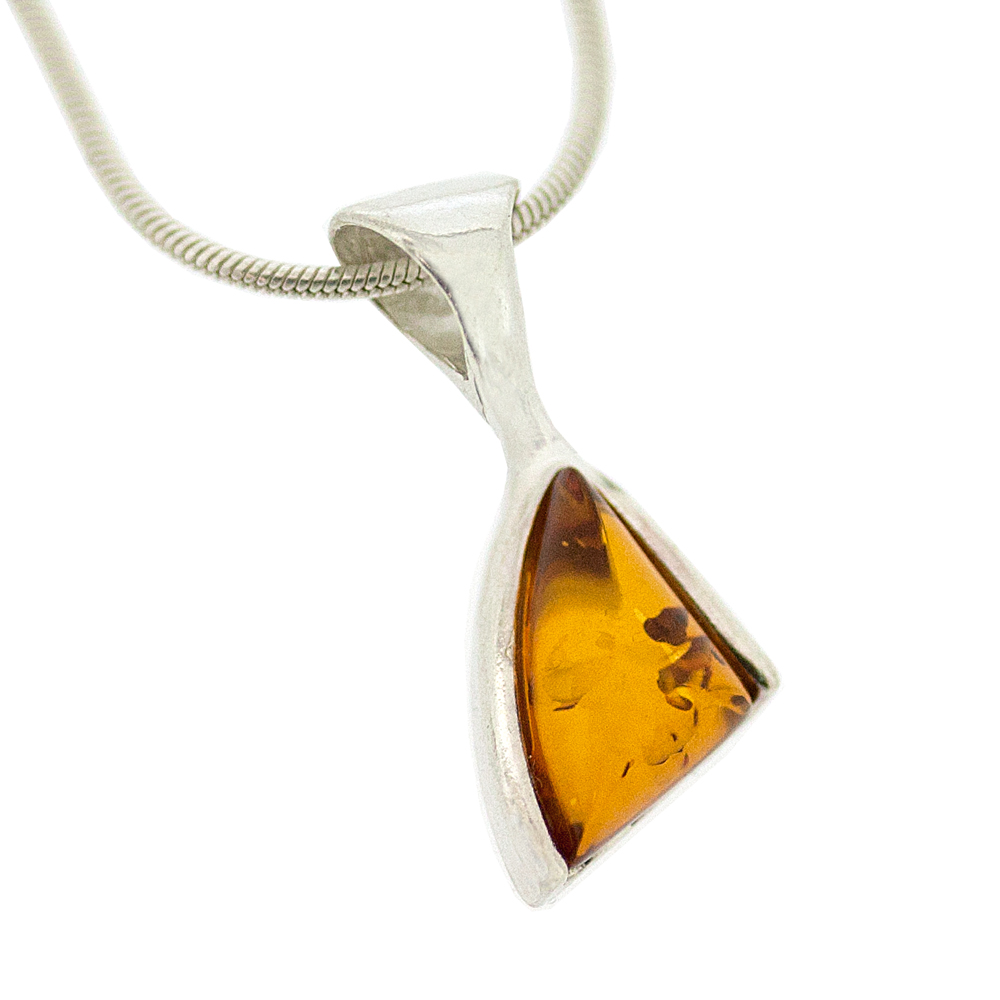 Cognac Amber Triangle Pendant