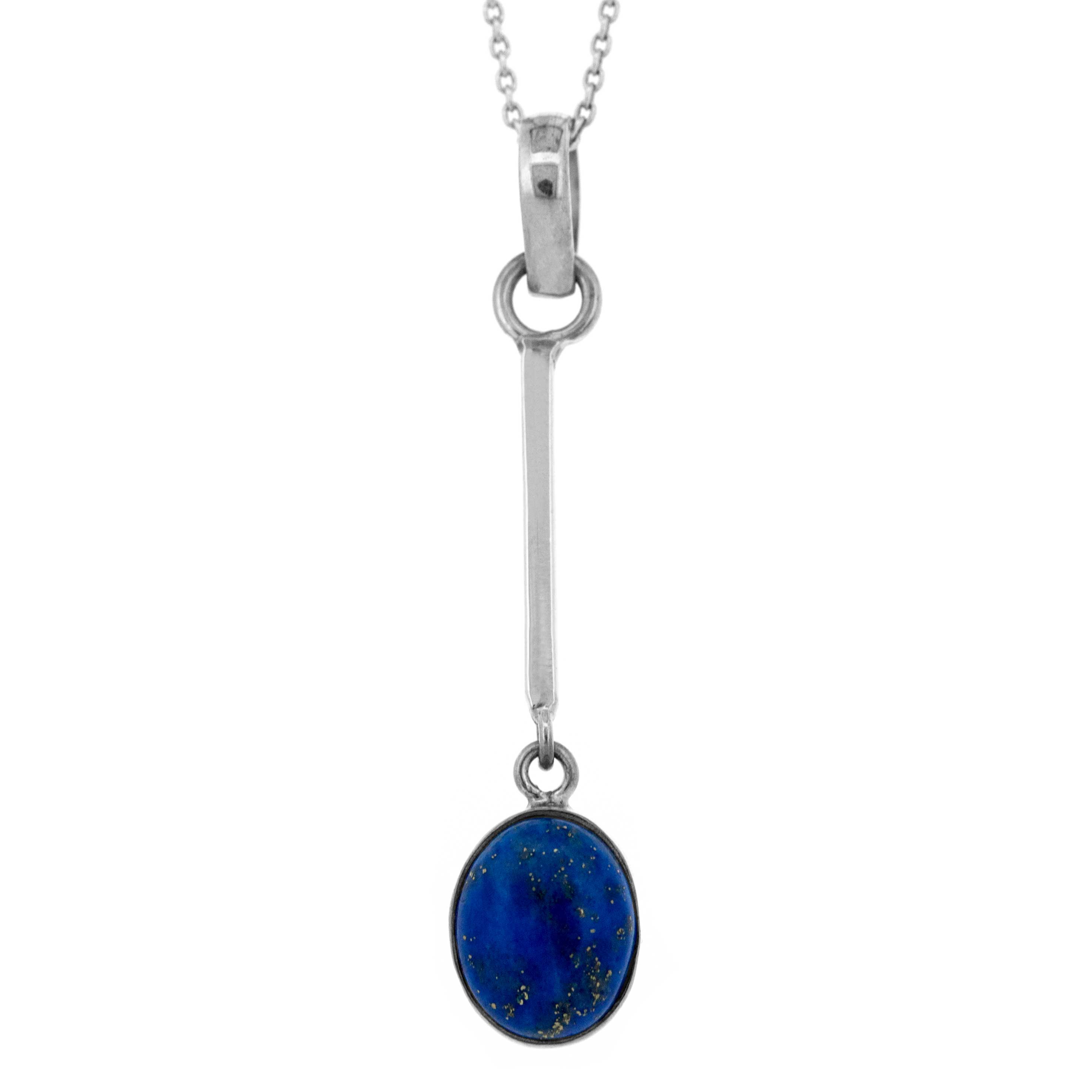 Long Drop Pendant with Oval Stone