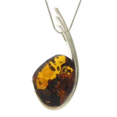 Bespoke Cognac Amber Curve Pendant 