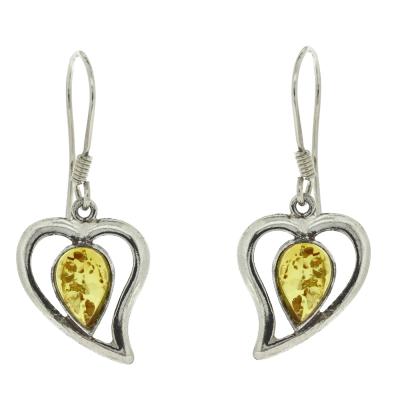 Amber Romance Heart Earrings