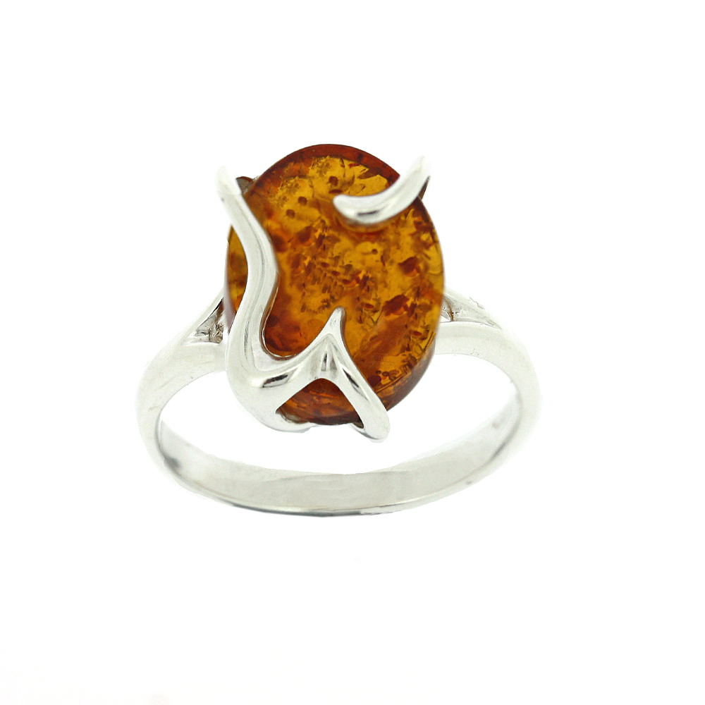 Classic Amber "Wiggly Waves" Ring