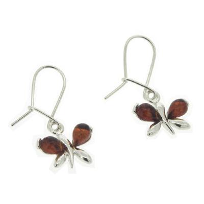 Classic Amber Cognac Butterfly Earrings