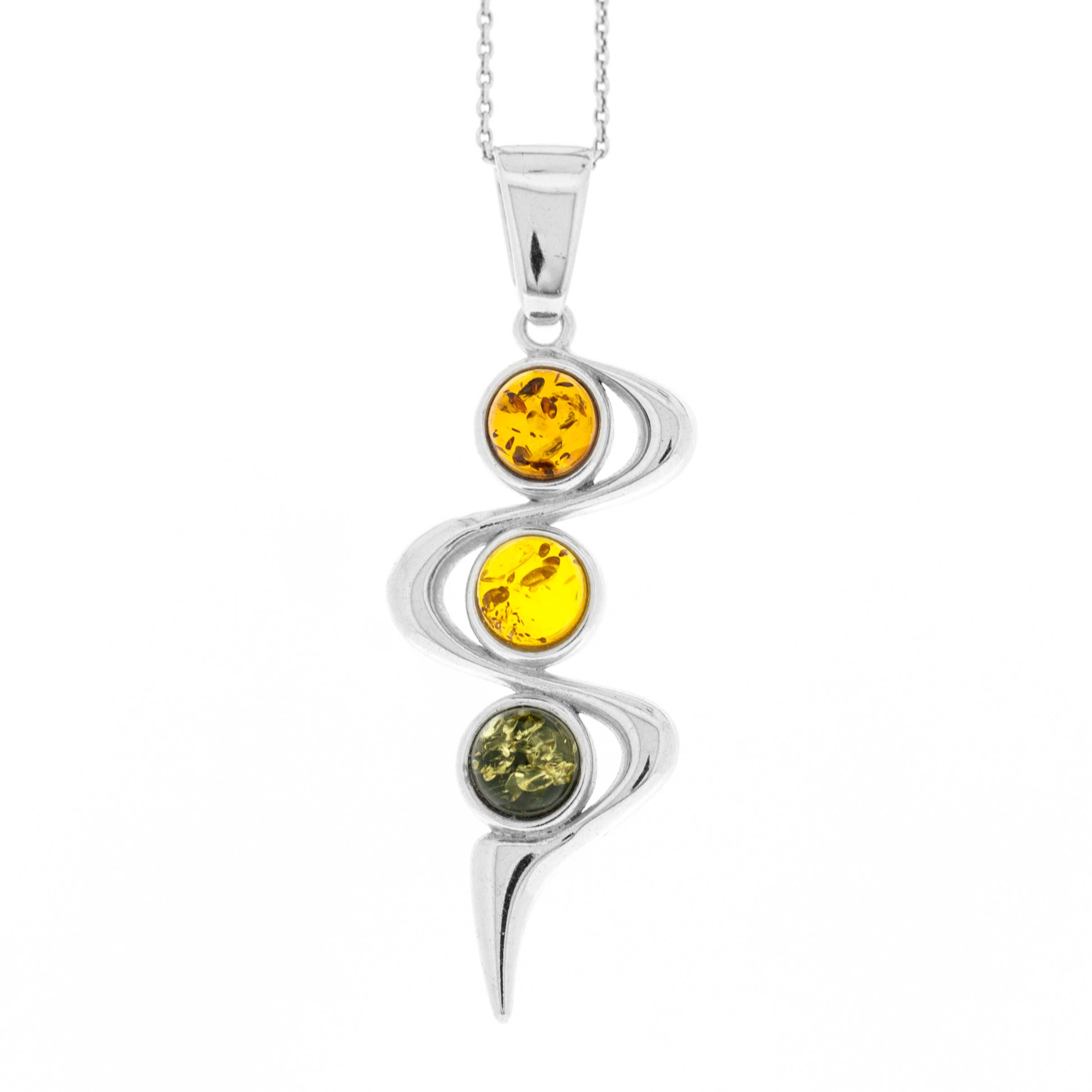 Classic Amber Mixed Retro Spiral Pendant