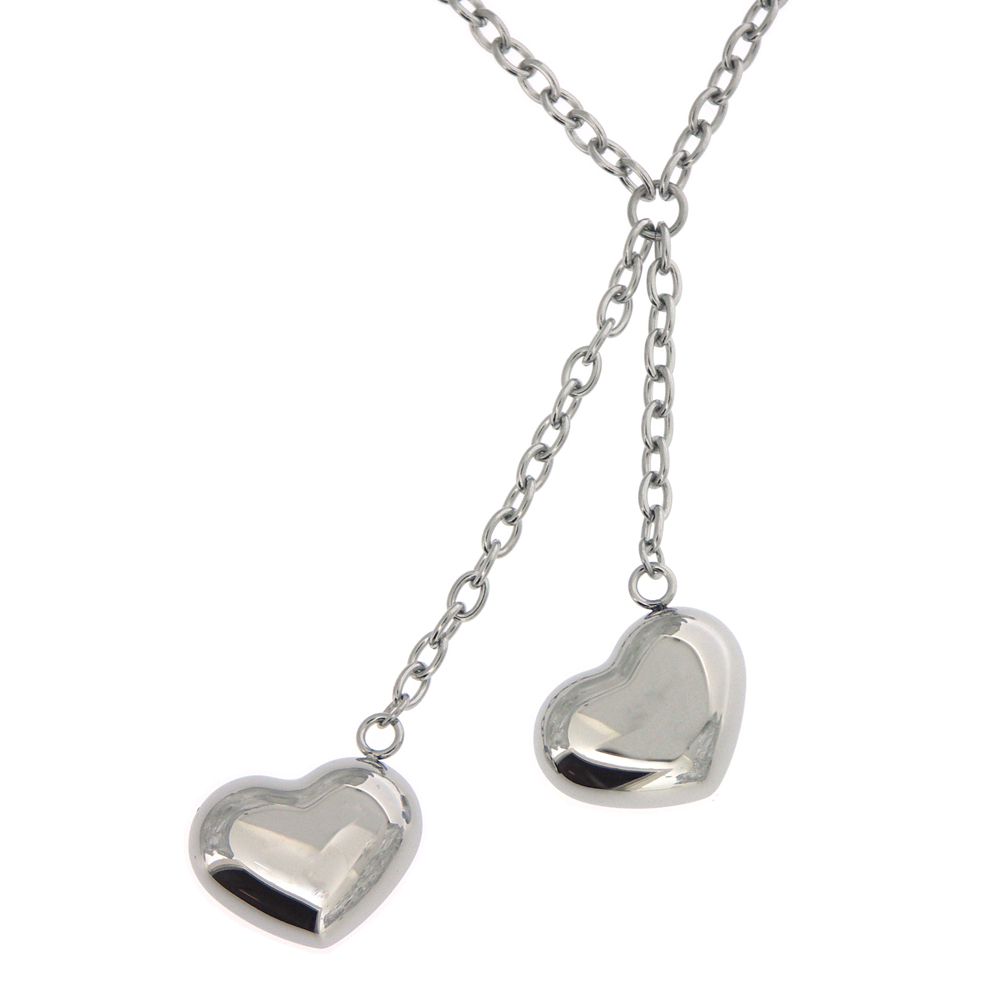 Nova Steel Double Heart Necklace
