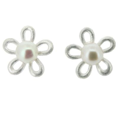 Silver Creation Daisy Pearl Stud Earrings