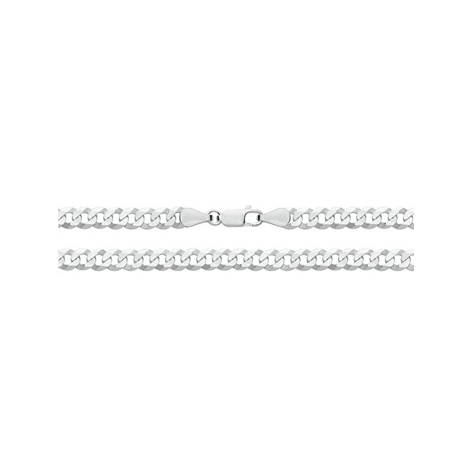 Simply Silver Flat Curb Hexagonal Necklace