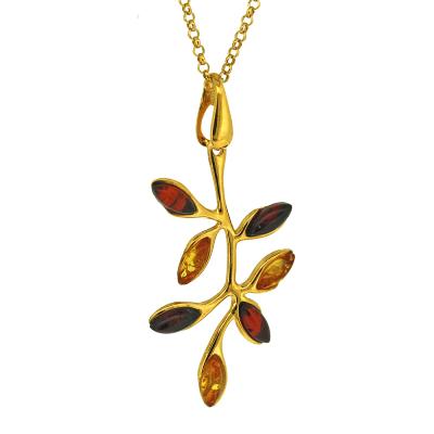 Amber Branch & Leaves Pendant