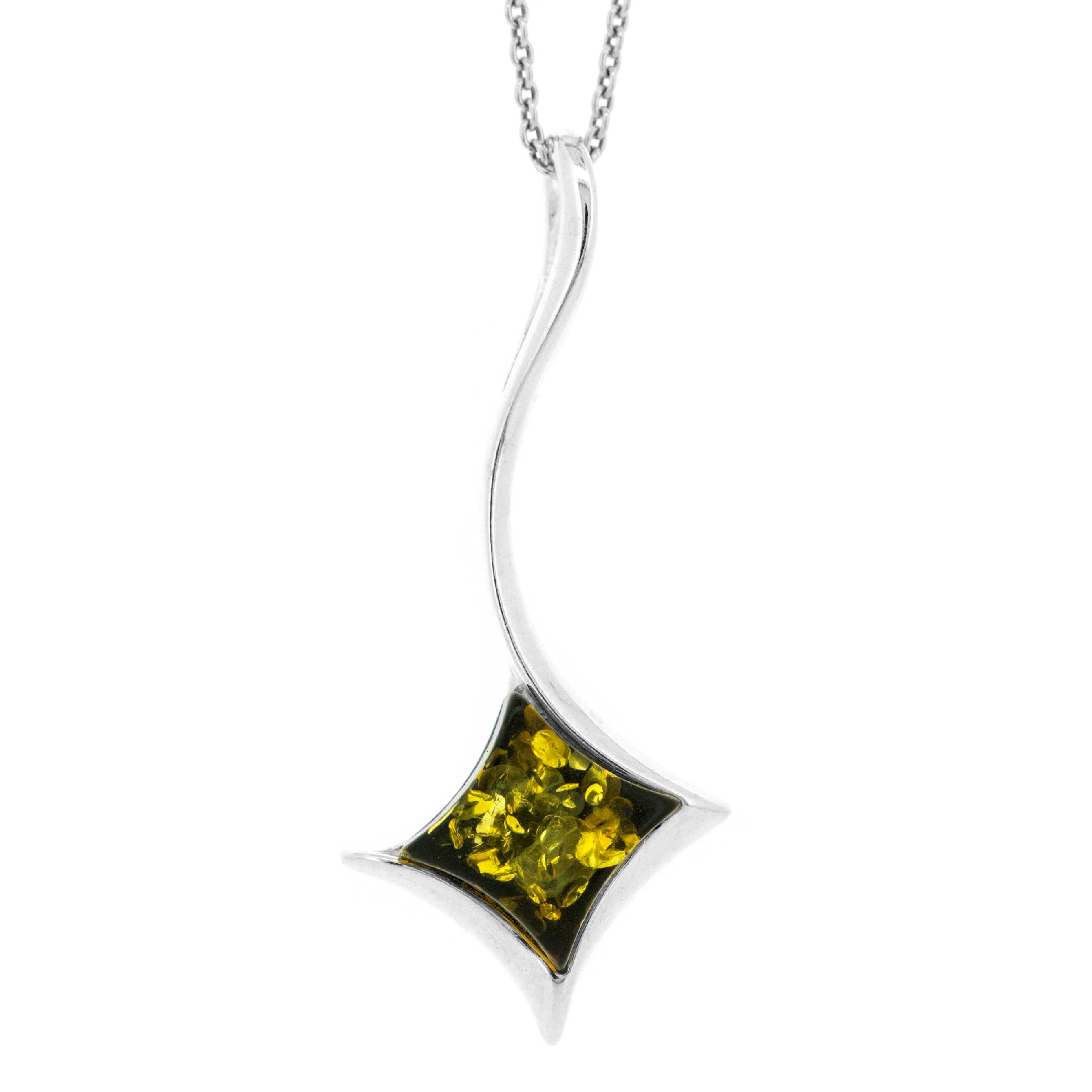 Classic Amber Diamond Wave Pendant