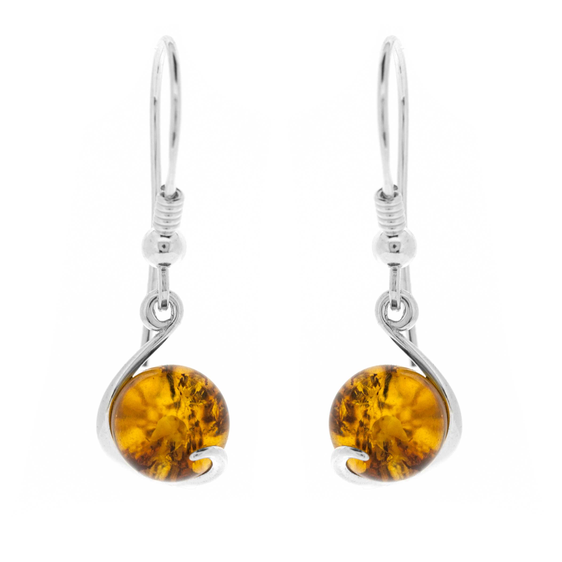 Classic Amber Sphere Wave Earrings