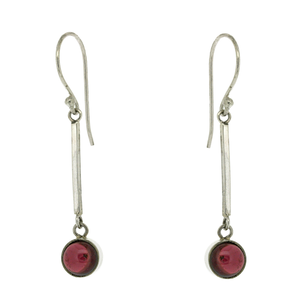 Long Drop Earrings With Round Stone 